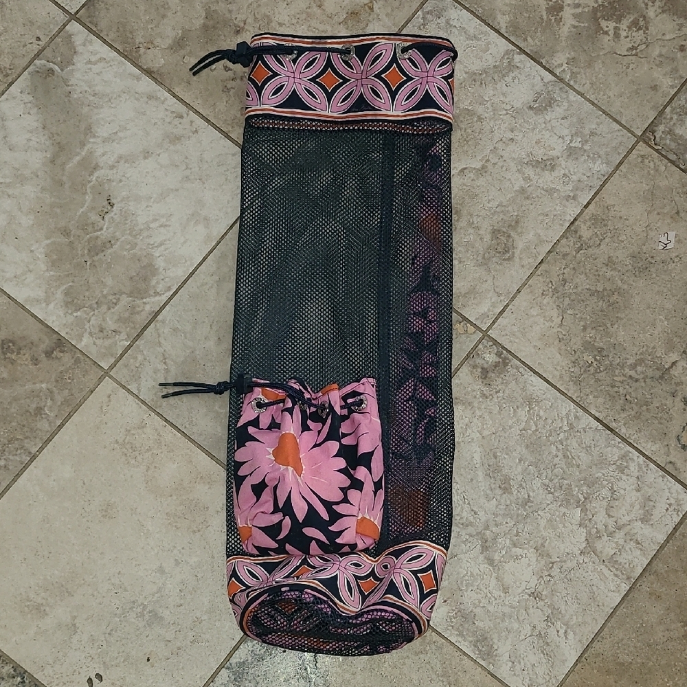 Pink Floral Mesh Tote Bag